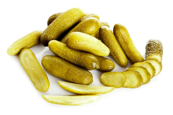 Pickled cucumbers. Gherkins on a white background — Stock Photo, Image