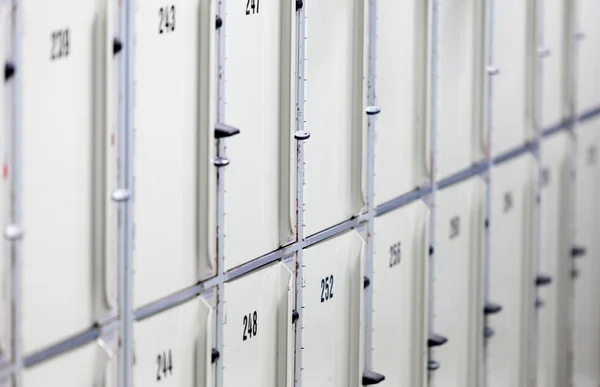 Lockers cabinets in a locker room.  lockers at a railway station — Stock Photo, Image