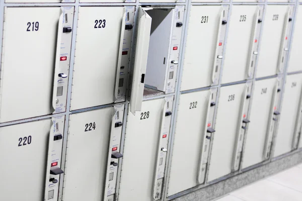 Lockers cabinets in a locker room.  lockers at a railway station — Stock Photo, Image