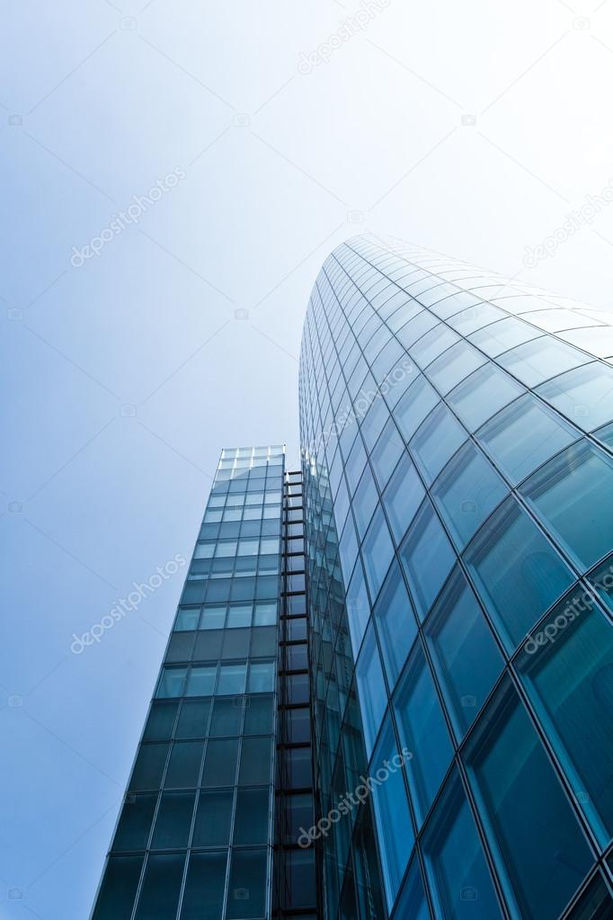 Abstract building. blue glass wall of skyscraper 