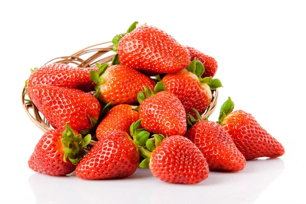 Ripe red strawberries on white background isolated — Stock Photo, Image