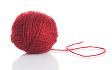 yün iplik topu üzerinde beyaz izole. yumağı örme için 