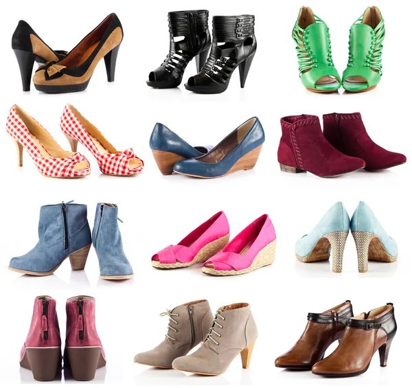 Vrouwelijke schoeisel. vrouwelijke schoenen over Wit — Stockfoto