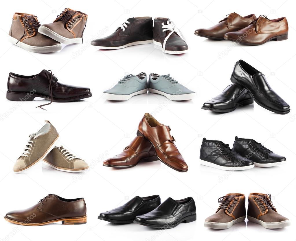 Male shoes collection. men shoes over white background Stock Photo by ...