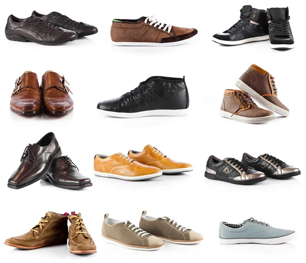 Collezione scarpe uomo. uomini scarpe su sfondo bianco — Foto Stock