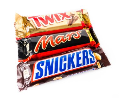 Snickers, mars ve twix çikolata bar