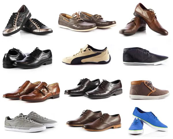 Colección de zapatos masculinos. zapatos de los hombres sobre fondo blanco —  Fotos de Stock