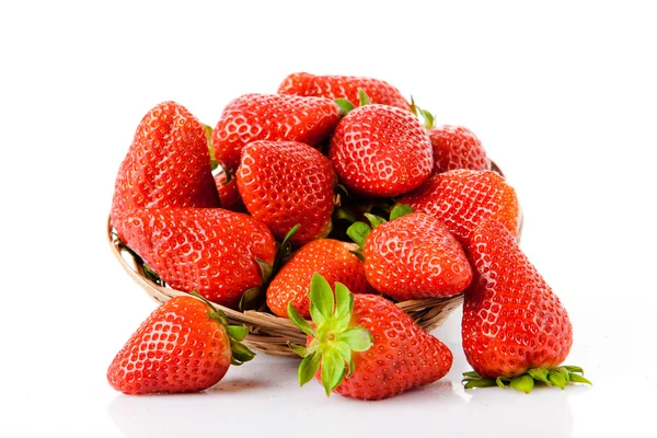 Ripe red strawberries on white background isolated — Stock Photo, Image