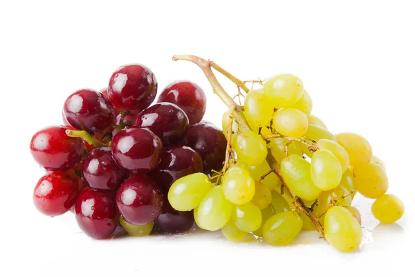 Red and green grapes isolated on white — Stock Photo, Image