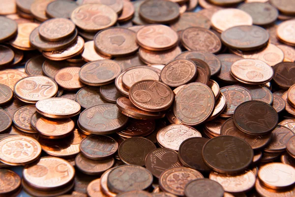 Mince pozadí. euromince. mince centu. Euro centů. — Stock fotografie