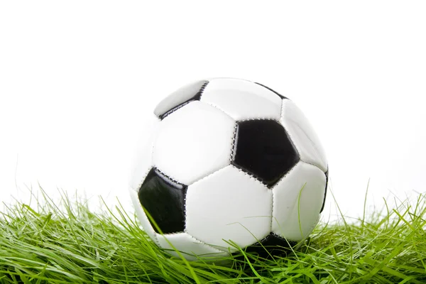 Soccer ball on the green field — Stock Photo, Image