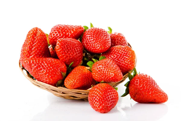 Strawberries in basket — Stock Photo, Image