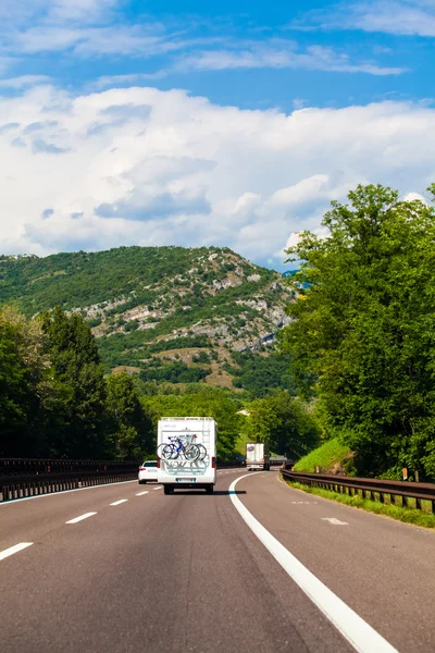 White van on highway — Stock Photo, Image