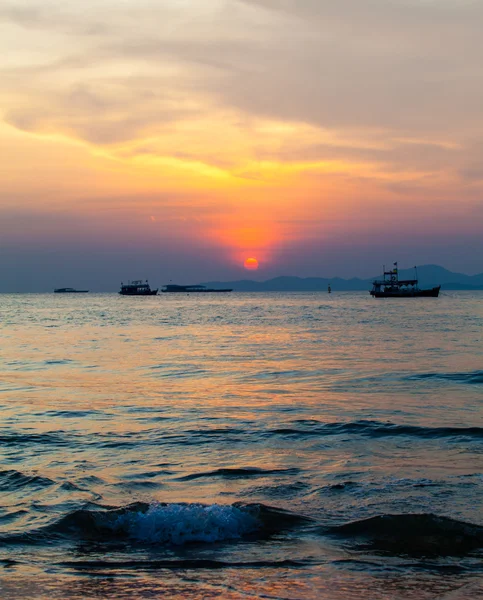 Fishing boats in sea harbor — Stock Photo, Image