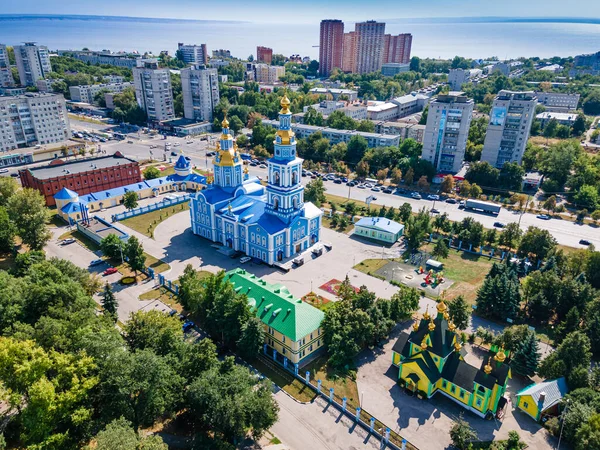 ロシア ウリヤノフスク2021年8月26日 ウリヤノフスク中心部の航空写真 — ストック写真