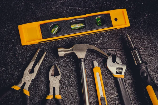 Tools Master Builder Black Background — Stock Photo, Image