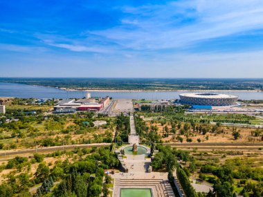 Volgograd, Rusya. Mamaev Tepesi 'nin tepesindeki restorasyondan sonra 