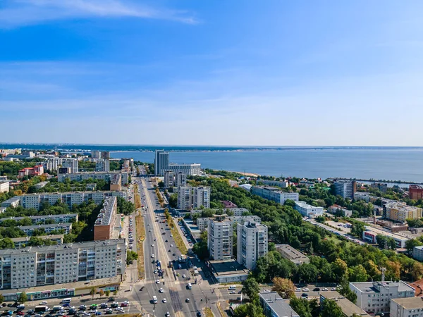 Αεροφωτογραφία Του Κέντρου Του Ulyanovsk Ρωσία Πόλη Πανόραμα Από Ψηλά — Φωτογραφία Αρχείου