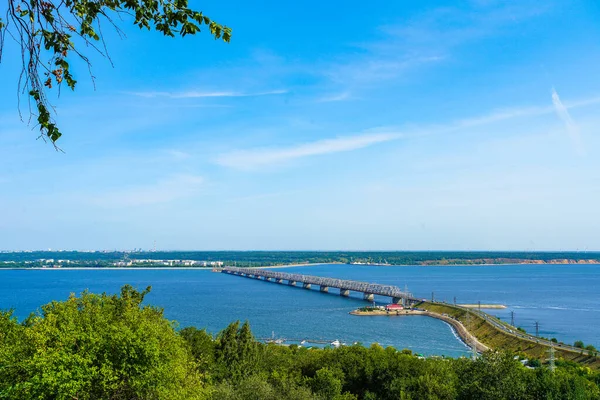 Most Przez Rzekę Wołgę Uljanowsku Rosja — Zdjęcie stockowe