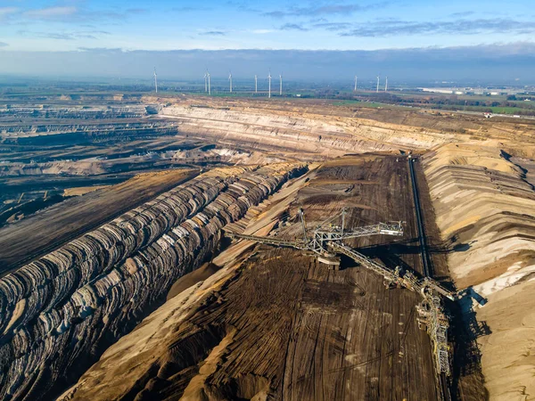 Mining Equipment Brown Coal Open Pit Mine Garzweiler Germany Aerial — Fotografia de Stock