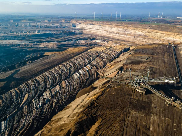 Mining Equipment Brown Coal Open Pit Mine Garzweiler Germany Aerial — Fotografia de Stock