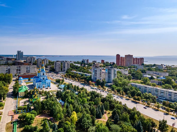 Russia Ulyanovsk Ağustos 2021 Rusya Nın Ulyanovsk Merkezinin Havadan Görünüşü — Stok fotoğraf