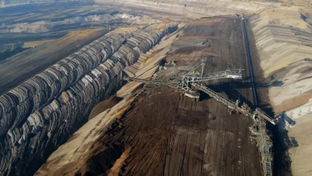 Mining Equipment Brown Coal Open Pit Mine Garzweiler Germany Aerial — Stock videók