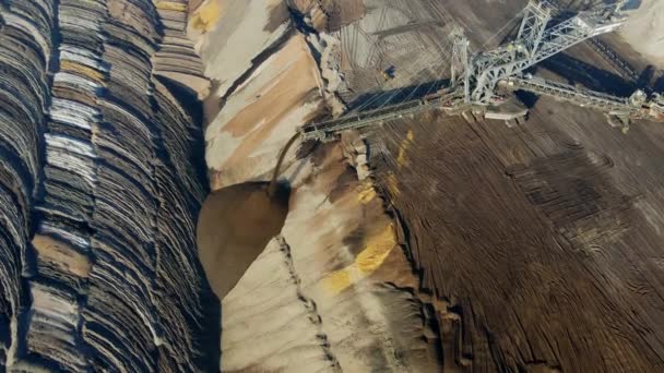 Mining Equipment Brown Coal Open Pit Mine Garzweiler Germany Aerial — Wideo stockowe