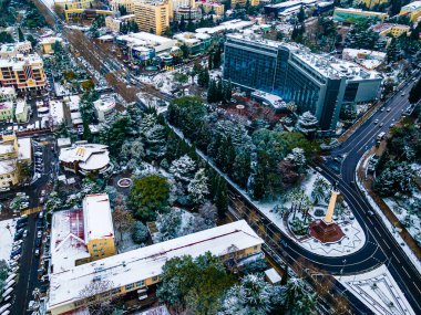 Soçi 'de kış mevsimi panoramik manzara, Rusya 