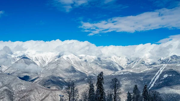 Panorama Śnieżnych Gór Kaukaz — Zdjęcie stockowe