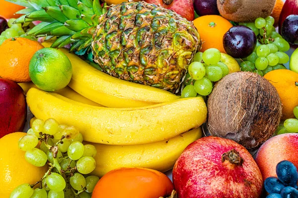 Διανομή Υγιεινών Πρώτων Υλών Φρούτων Σύνθεση Ποικιλία Φρούτων — Φωτογραφία Αρχείου
