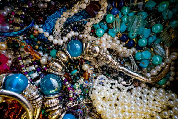 Many Fashionable Women Jewelry Bracelets Hand — Stock Photo, Image