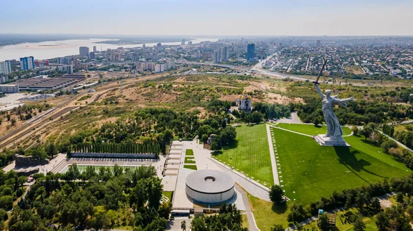 Volgograd Rusya Mamaev Tepesi Nin Tepesindeki Restorasyondan Sonra Anavatan Çağırıyor — Stok fotoğraf