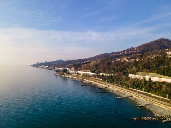 Black Sea Coast Sochi Aerial View — Stock Photo, Image