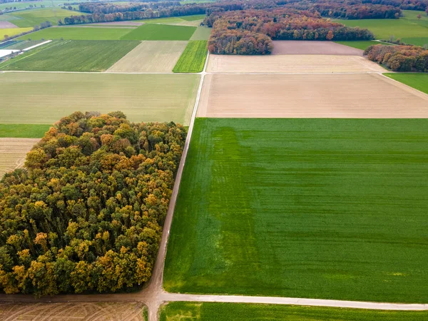 Letecký Pohled Zemědělská Pole Pole Zemědělské Půdě Fotografie Dronu — Stock fotografie