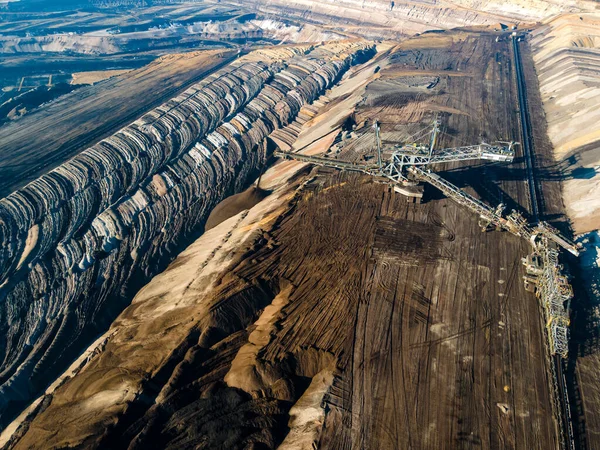 Mining Equipment Brown Coal Open Pit Mine Garzweiler Germany Aerial — Stock Photo, Image