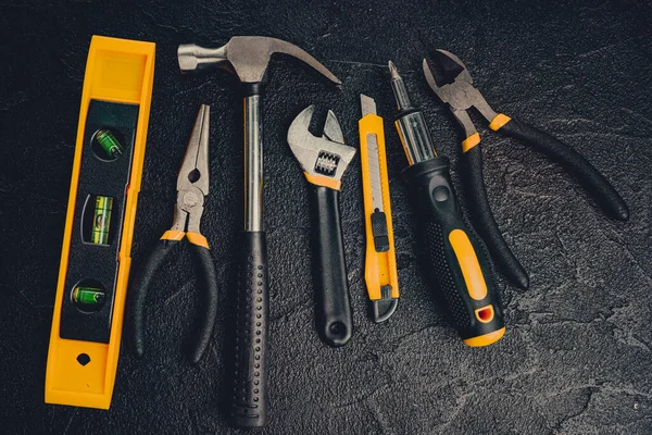 Tools Master Builder Black Background — Stock Photo, Image