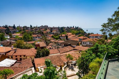 Antalya 'nın eski Kaleici mahallesinin manzarası. ANTALYA, TURKEY 