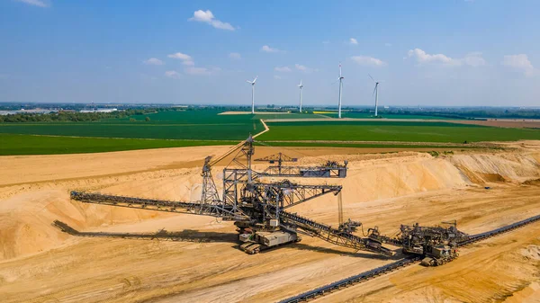 Panorama Garzweiler Surface Mine Germany Heavy Machinery Power Plant Distance — Stock Photo, Image