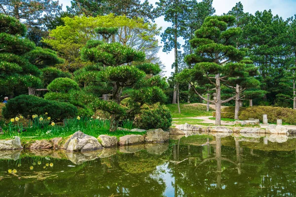 Idyllic Landscape Japanese Garden Traditional Japanese Stone Garden Meditation — Zdjęcie stockowe