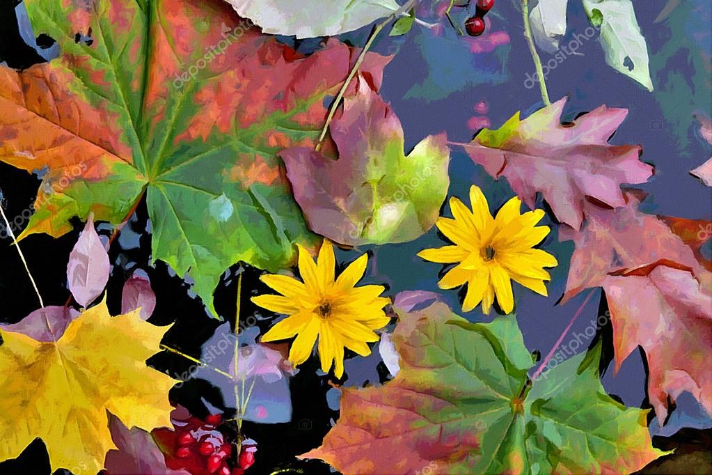 10 月 秋季叶片和植物的水冷 图库照片 C Vilaxlt