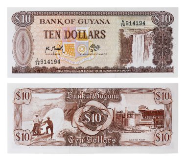 Exotic currency money - ten dollars of Guyana clipart