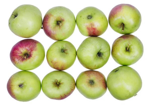 A dozen ordinary green apples — Stock Photo, Image