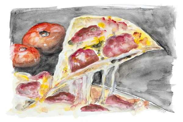 Pizza romantis dengan salami — Stok Foto