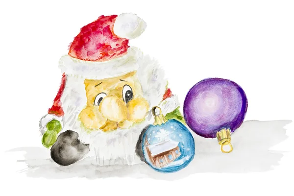 Weihnachtsmann und Neujahrsbälle — Stockfoto
