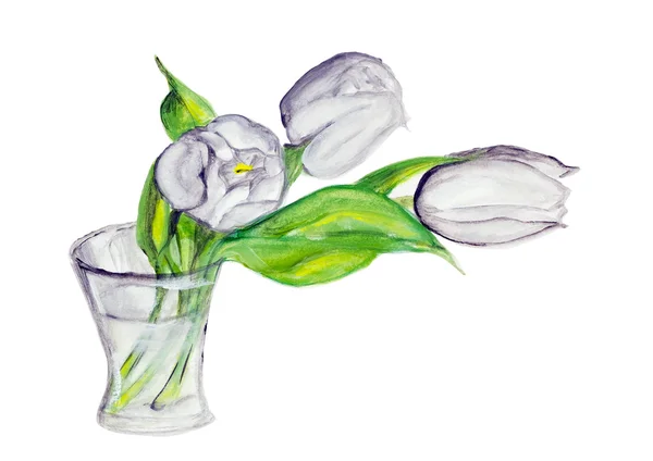 Tod weiße Tulpen — Stockfoto