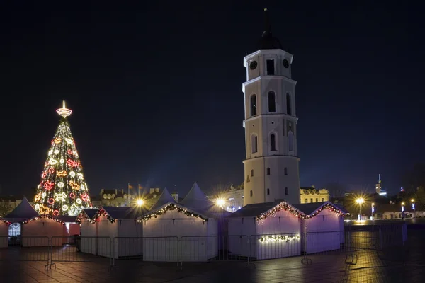 Kerstnacht in de oude stad — Stockfoto