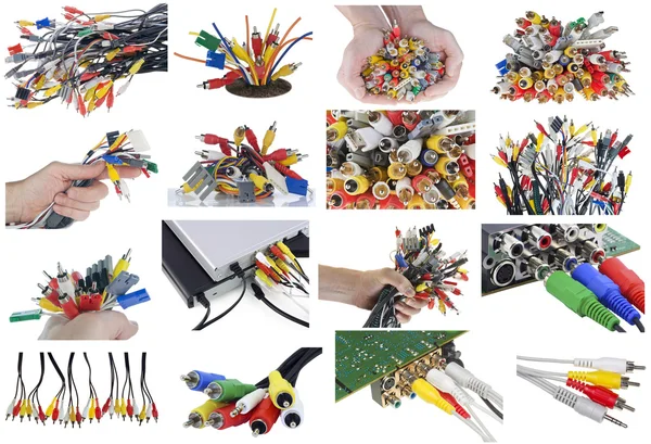 Conjunto de diferentes conectores, cables y enchufes — Foto de Stock