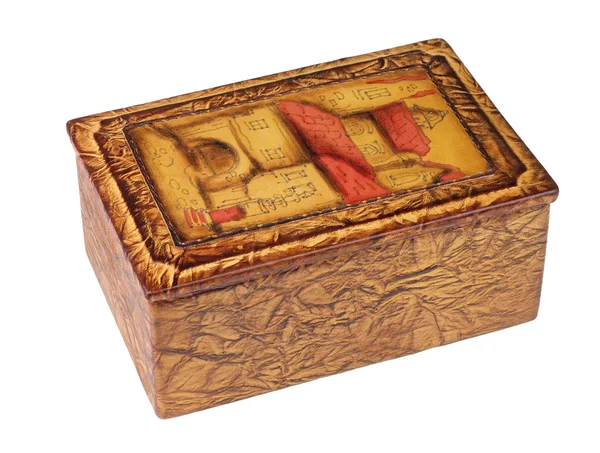 Square leather box isolated — Stock Photo, Image