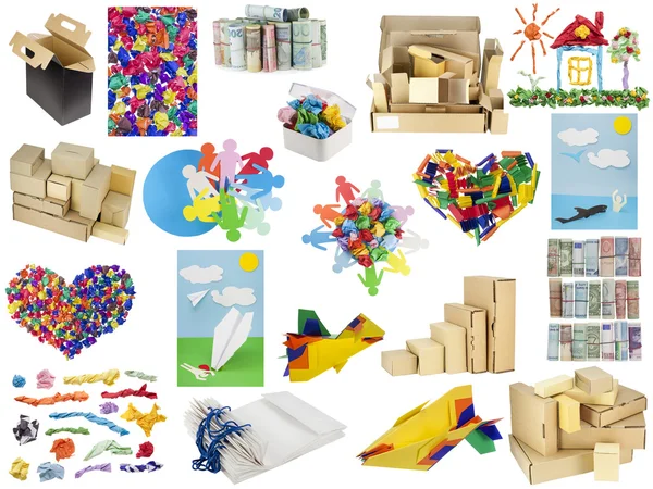 Různé objekty z papír a karton — Stock fotografie
